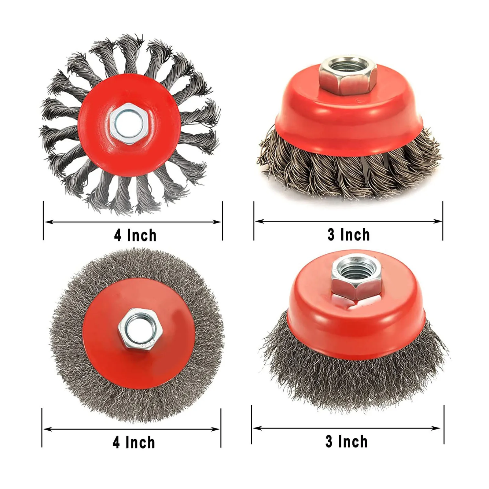 Carbon Steel Wire Wheel Cup Brush Set  Angle Grinder Steel Wire Brush Set  - 4pcs 3/4 - Aliexpress