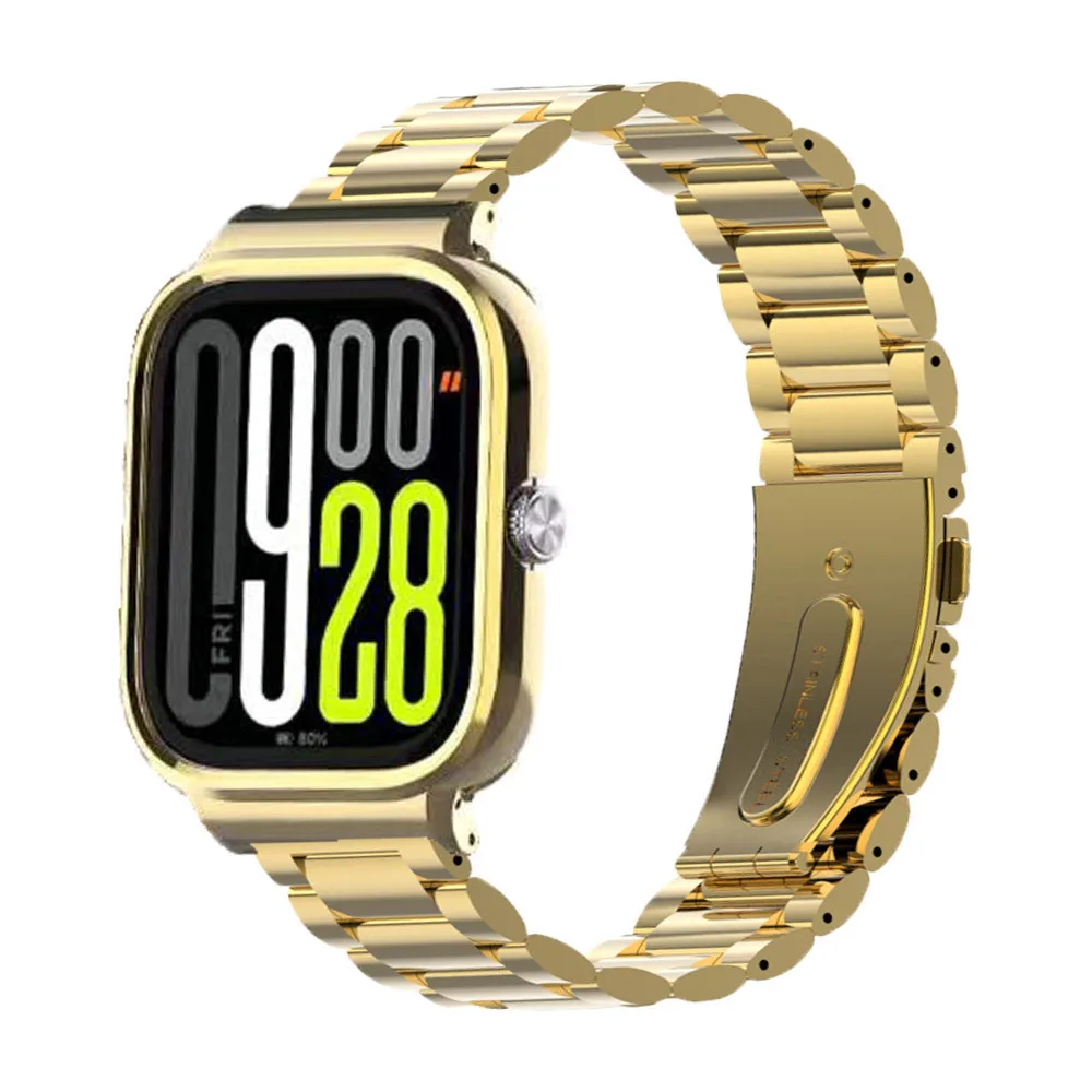 Stainless Steel Watch Strap and Metal Protective Case Set