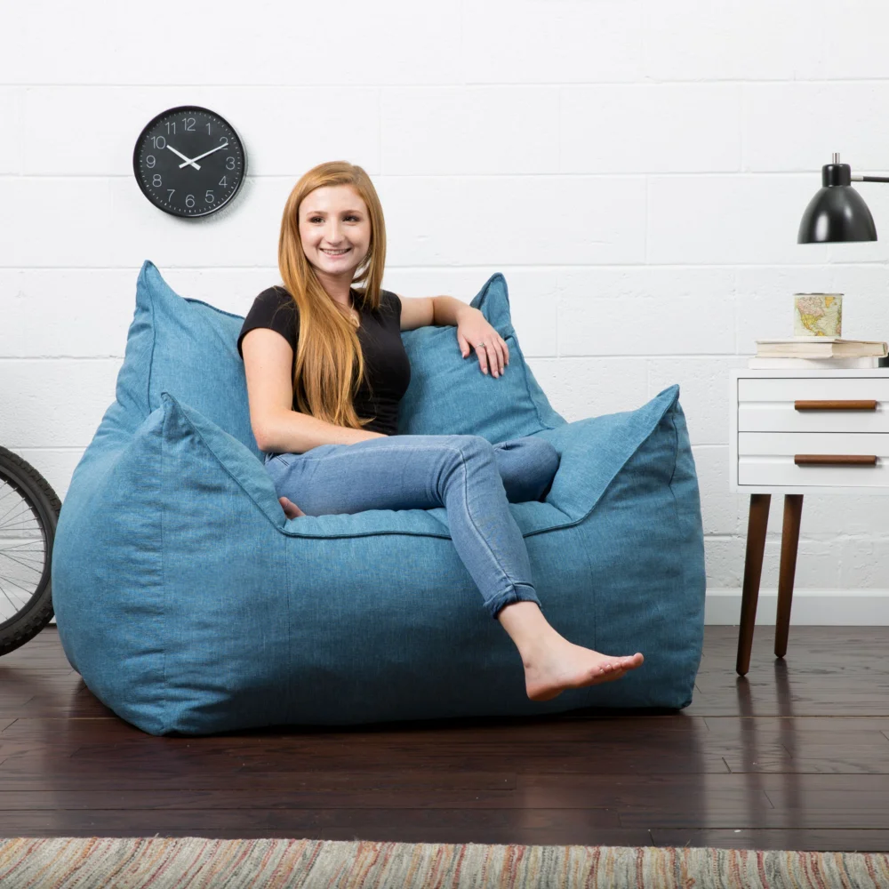 Bean Bag Chair Union 4ft Pacific Blue Memory Foam unStuffed Lounger Chairs for Kids Adults