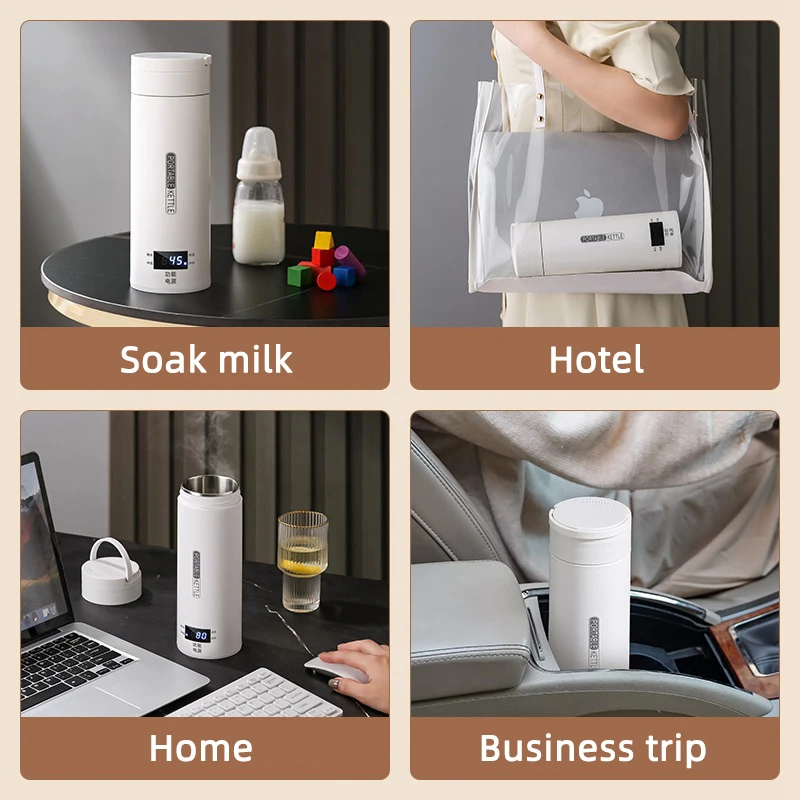 110V/220V 500ml Electric Kettle Portable Travel Boil Water Cup Thermo Pot Smart Teapot Temperature Adjustment Kettle LED Display 5