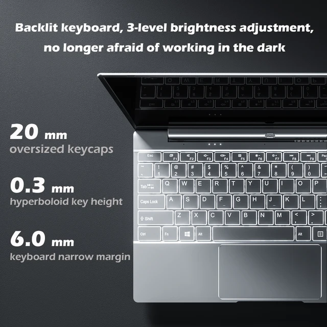 Laptop DERE V14s 14.1 "16GB RAM 1T SSD Intel Celeron N5095 Dual-band WiFi Windows Notebook tastiera retroilluminata pc Computer portatile 6