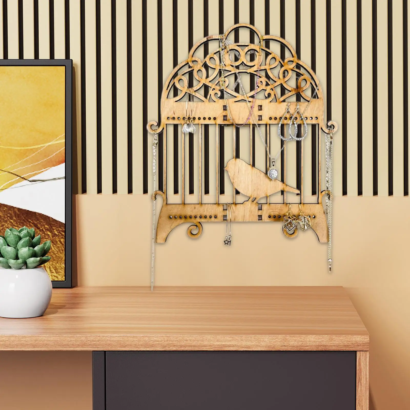 

Органайзер для ювелирных изделий, деревянная Подарочная птичья клетка, дизайнерская декоративная птичья клетка, брикет, подставка для серег, ожерелий, женщин