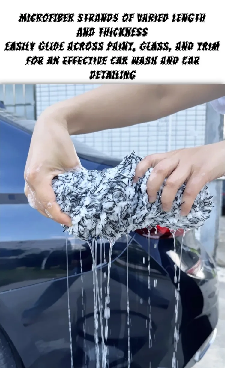 Lucullan Two Bucket Method Microfiber Gloves 3 Colors Premium Car WashMitt LARGE Size Special Customized For Car Washers