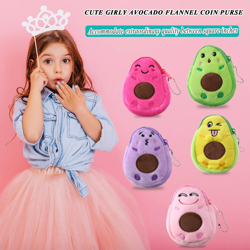 Coin Purse coin purse women wallet coin wallet Women Avocado Shape Money Bags Cute Small Coin Purse Plush Wallet Hanging Coin Wallet Change Purse Key Earphone Pouch Kids Gift