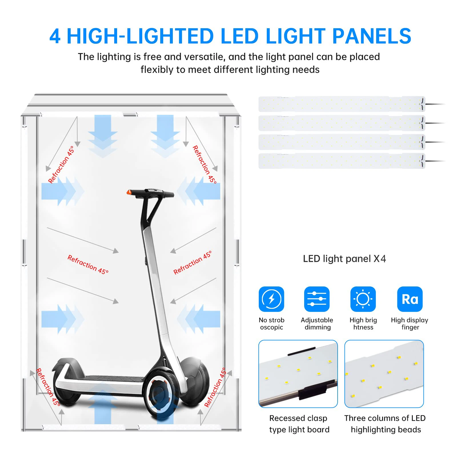 LED 사진 스튜디오 포토박스, 240W, 3 색 배경, 모델 의류, 대형 제품, 사진 라이트 박스, 210 cm