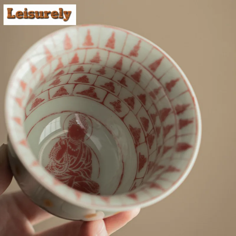 150ML Grass Grey Gaiwan Zen Thousand Buddhas Ceramic Tureen Household Tea Brewing Cover Bowl Tableware Supplies Ornaments Craft