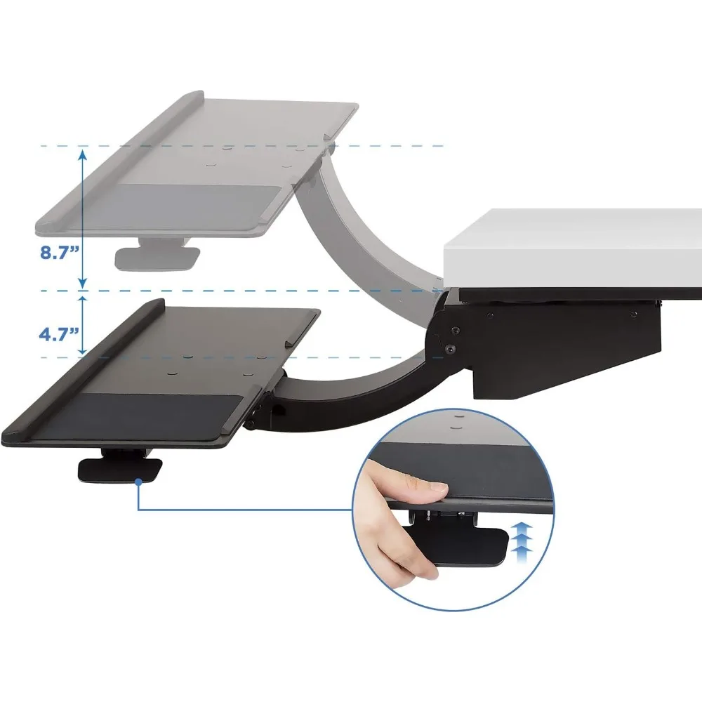 fully adjustable desk keyboard tray with mouse drawer, ergonomic standing desk solution for enhanced comfort