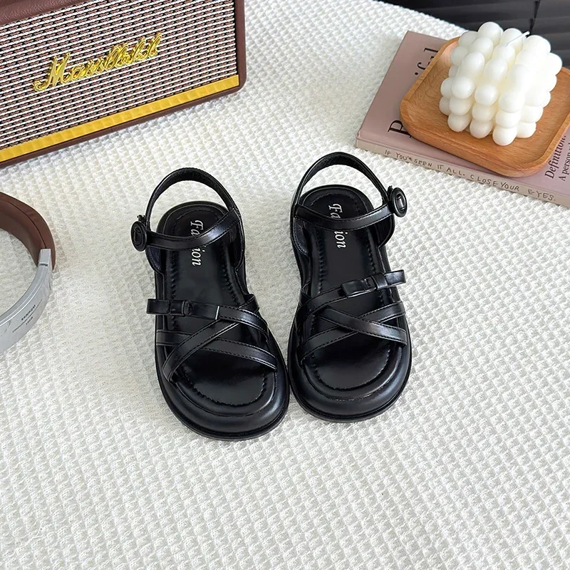 Girls Beach Shoes Bow-knot 2025 Summer Brand New Soft Open Toes Fashion Kids Sandals Princess Sweet Style Anti-slippery Shoes - 6