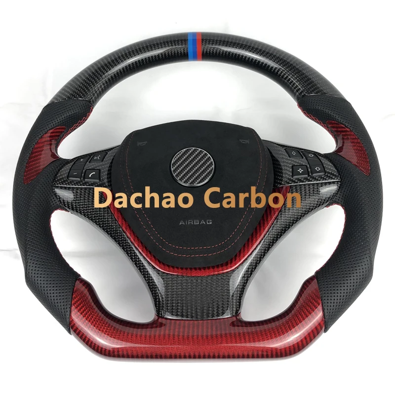 Volant en fibre de carbone pour BMW X5, X6, E70, E71, mélange rouge personnalisé, noir, document de course