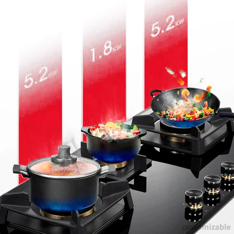 New Kitchen Appliance Reinforced Glass Gas Stove LPG Smart Cooker With 3 Burners For Home Or Commercial Use