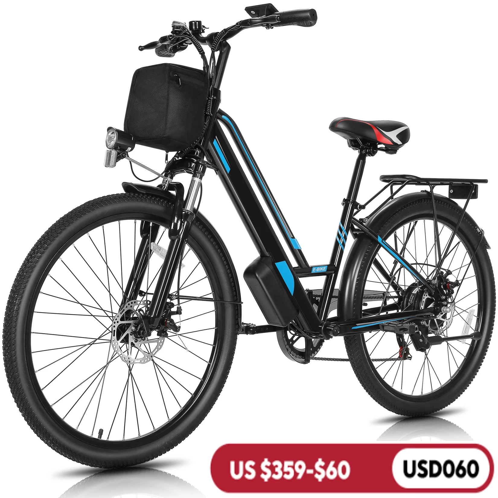 26" Electric Bicycle for Adults with 500W Motor Removable 48V Lithium Battery 20MPH Up to 50 Miles Cruise Control