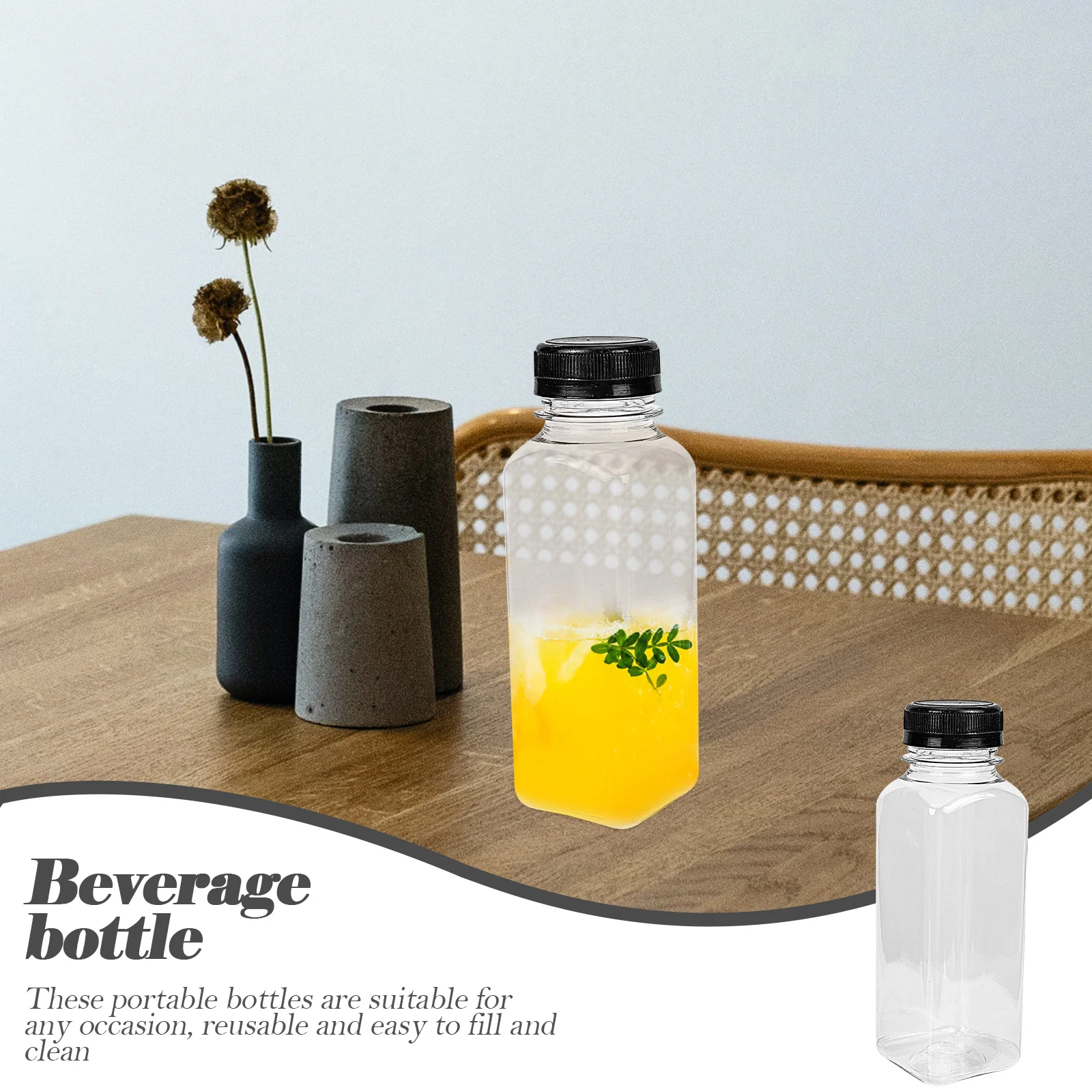 BINZO Glass Bottles For Fridge, Storage, Beverages, Smoothies