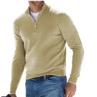 New Men's Sweaters V-neck Long Sleeve Pullover Autumn Lightweight Half Zipper Casual Sweater Outdoor Work Sweatshirts Winter Top