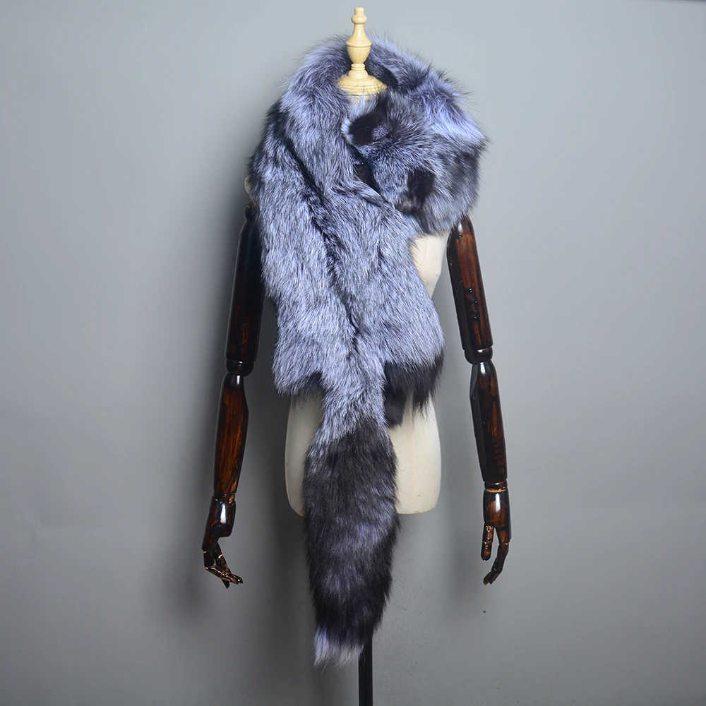 新品タグ付き　IENA購入 manipuri fox scarf Unisex Real Fur Fox Scarf Men Woman Winter Warm Natural Fur Shawl