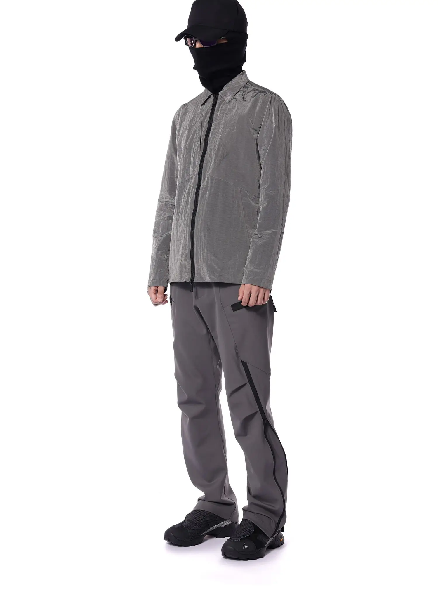 Nosucism 22aw Side zipper 3d cut pants multiple pocket nylon spandex material ykk zippers elastic waist techwear darkwear