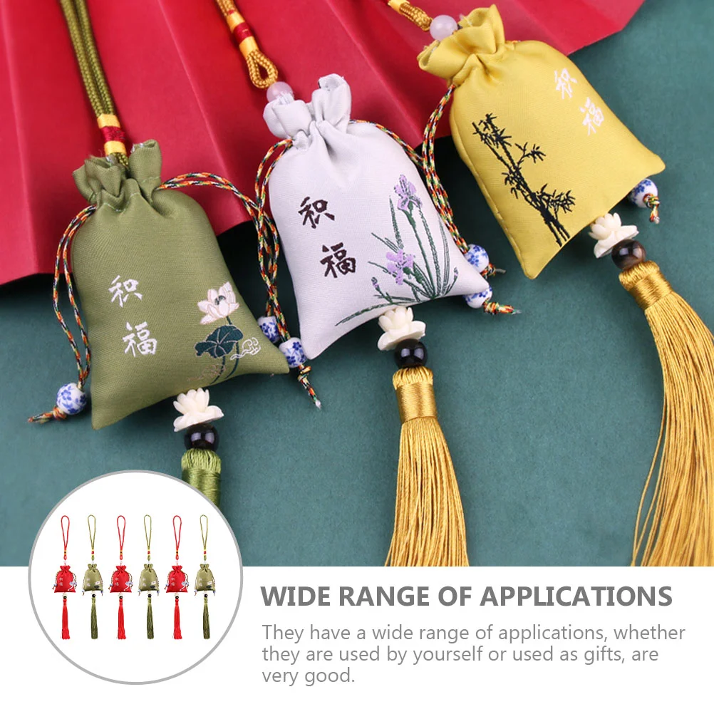 Stool Portable Embroidery Sachet Pouch Tassel Japanese-style Decor for Car Locket