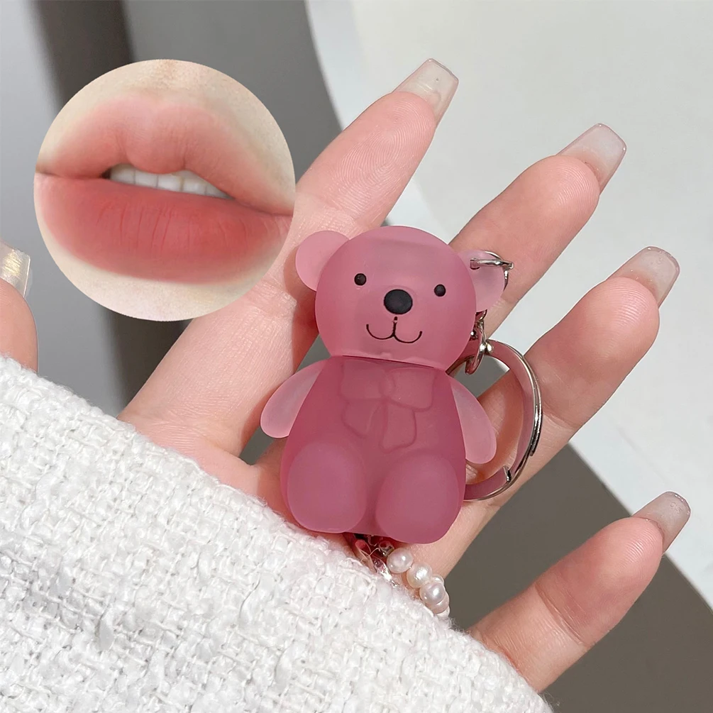 Lip Gloss Cute Bear Keychain Lip Mud Liquid Lipstick