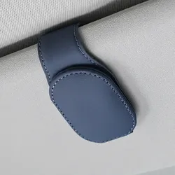 Premium Leather Magnetic Sunglasses Holder and Storage Clip (Blue)