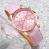 5PCS/Set Fashion Women Watch Rhinestone Heart Jewelry Set Geneva Watch Casual Leather Band Quartz Wristwatch（Without Box） 4