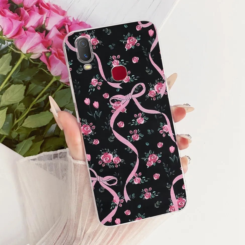 Clear Cute Cat Floral Soft Back Cover - Luxury Painted Design