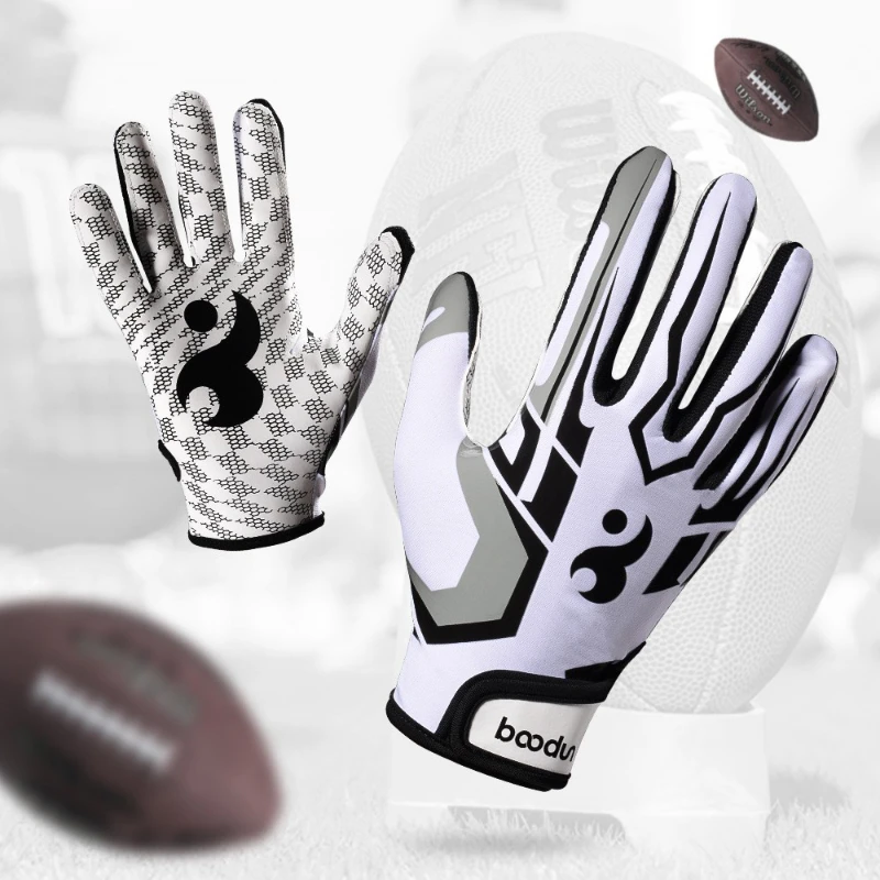 Rugby Gloves Full Finger Anti Slip Gel 1 Pair For Baseball American Football