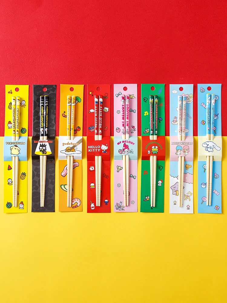 Sanrio Wooden & Bamboo Chopsticks Gudetama Pompompurin My Melody Hello Kitty 