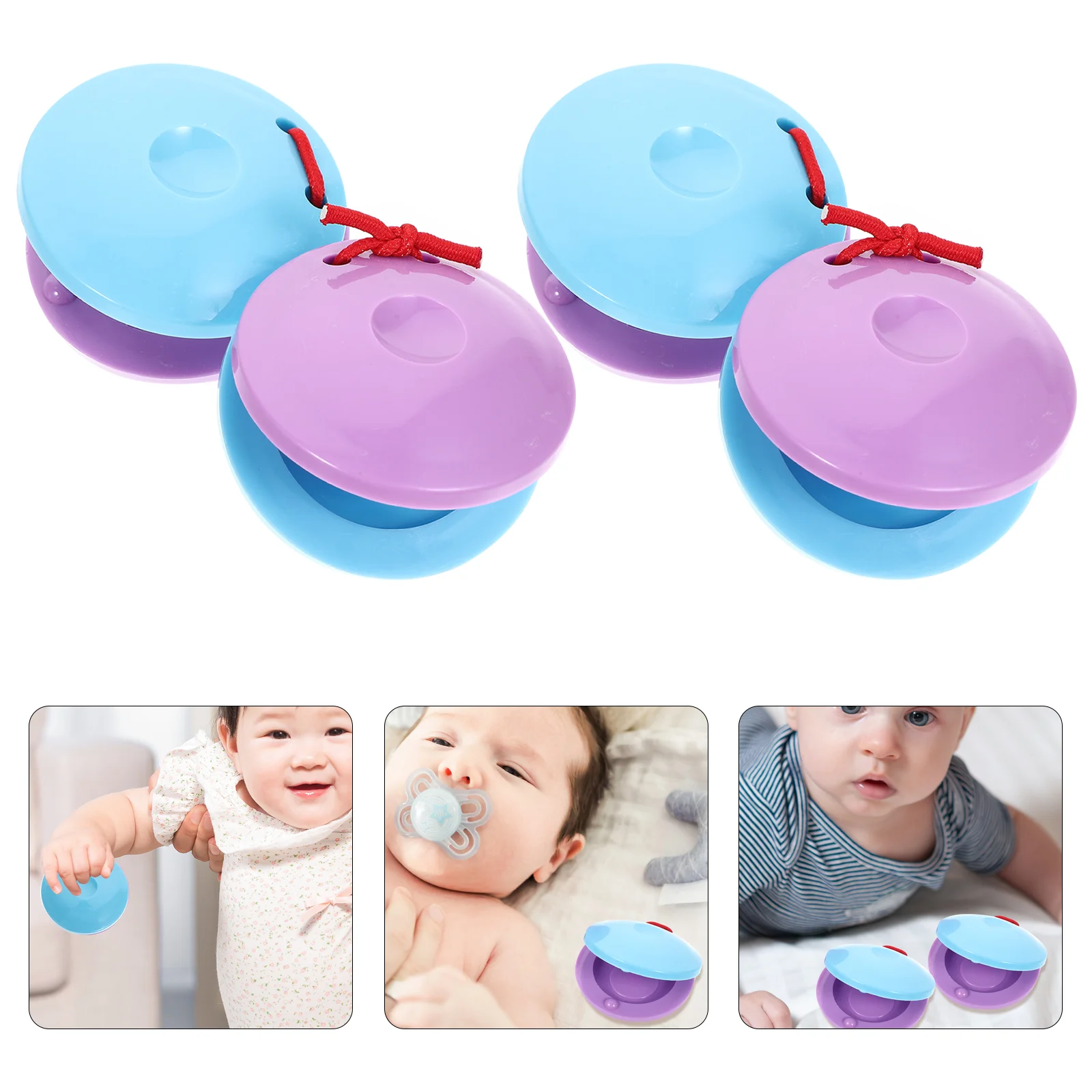 

8 Pcs Children's Round Sounder Kids Plastic Finger Castanets Musical Instruments Puzzle