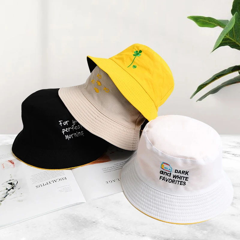 

Reversible Hip Hop Cap Double-Side-Wear Unisex Beach Sun Aesthetic Fishing Bucket Hat for Men Women Teens