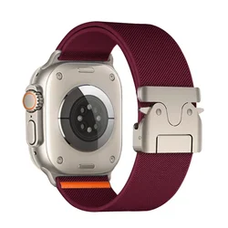 Braided Elastic Nylon Strap Bracelet for 38mm 40mm 41mm (Wine Red)