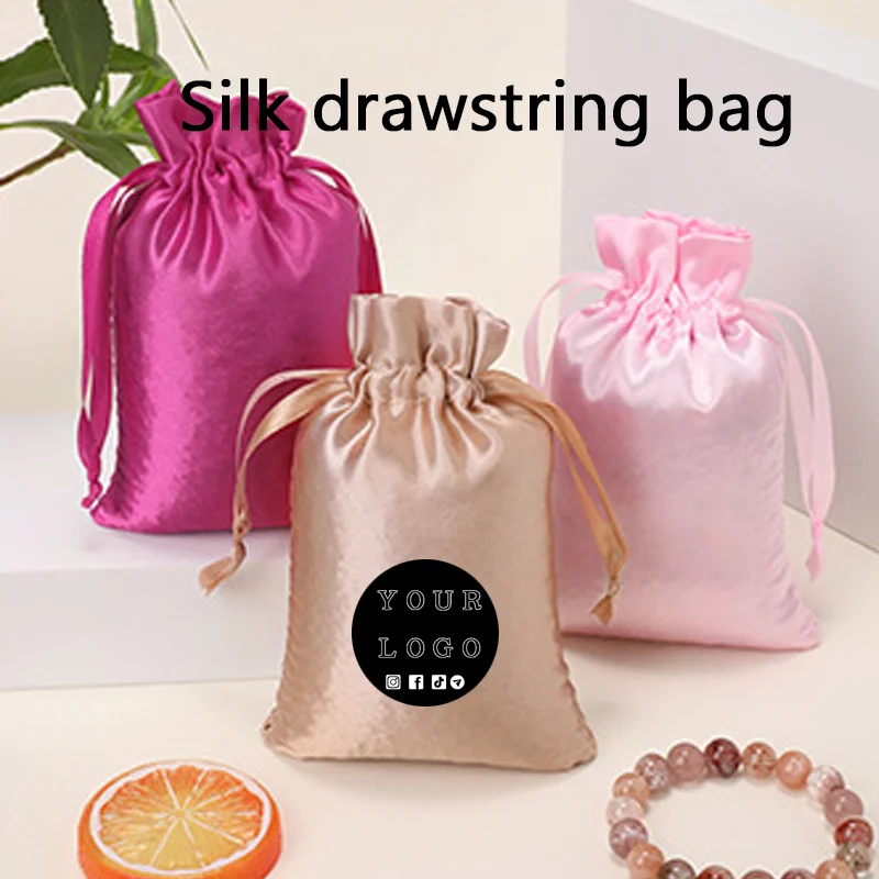 50 satin drawstring drawstring drawstring drawstring bags, colored Ding bags, colored Ding cloth bags, customizable logos 1