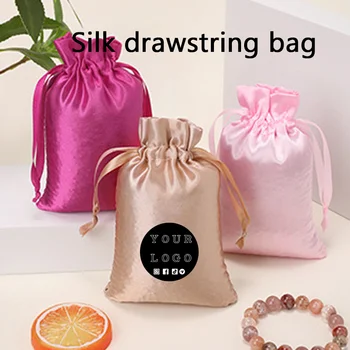 50 satin drawstring drawstring drawstring drawstring bags, colored Ding bags,  colored Ding cloth bags, customizable logos 1