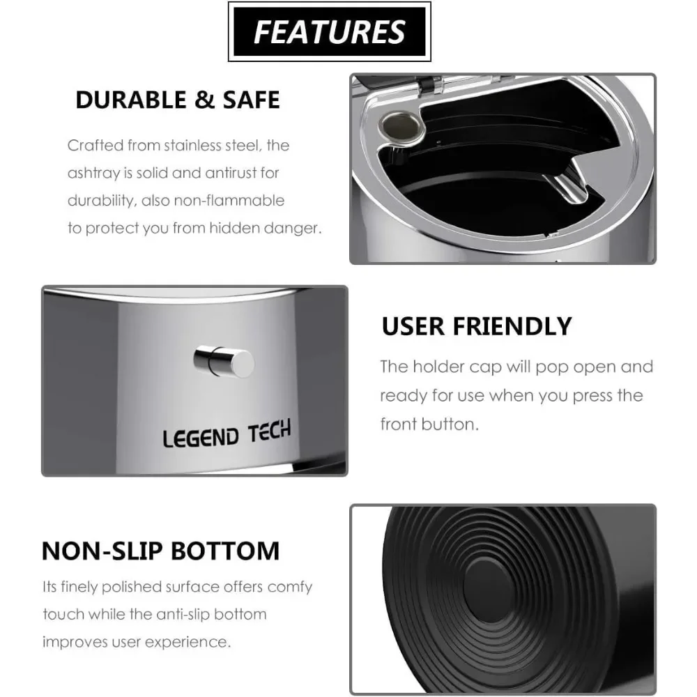Cigarette Ashtray Car Cup Holder Ashtray Lid Tabletop Desktop Smoking Ash Tray For Restaurants Bars