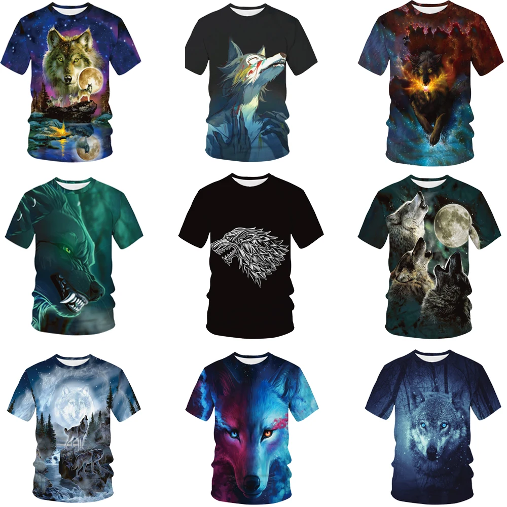 

Anime Wolf Graphic T Shirts for Men Summer Men's Cool 3d Print T-shirt Male Short Sleeve Oversized Tees Vintage Casual Clothing