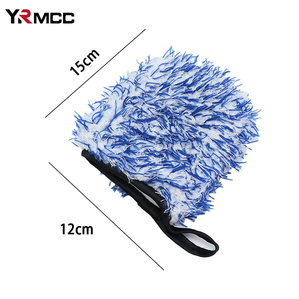 1Pc Microfiber Car Wash Glove Super Soft Thick Two-sided Detailing Pocket Auto Wheel Hub Rim Cleaning Mitt Car Wash Accessories