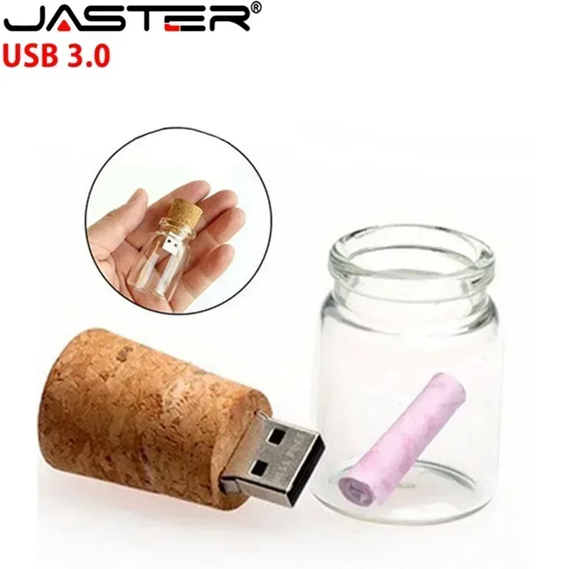 Pen Drive Usb 3.0 Garrafa de Vidro com Logo Pen Drive 4g 8g 16gb 32gb 64gb 128g de Alta Velocidade para Fotografia Presente Disco em u - Imagem 3