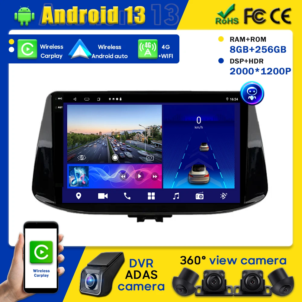 Android Car Radio Stereo Unit Per Hyundai I30 2017 - 2019 Navigation Multimedia Player Gps Carplay Android Auto Unit No 2Din Dvd