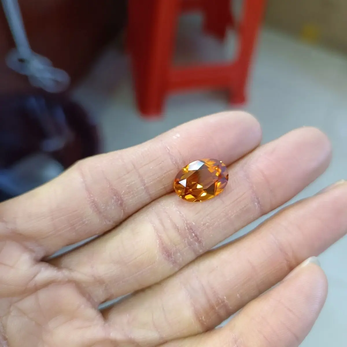 10x14mm Orange gem Orange corundum 55# Oval ring for women main stone ring face super beautiful