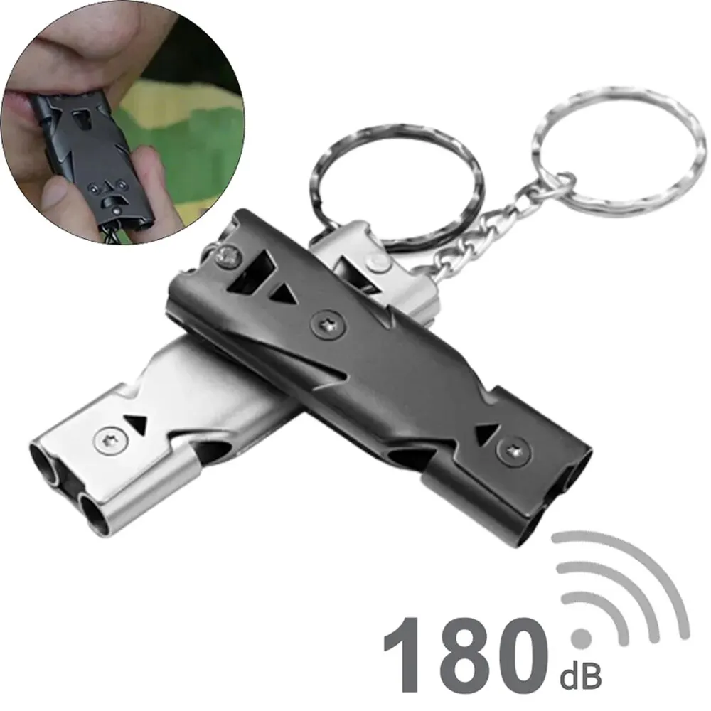 Double Pipe Survival Whistle Keychain 2