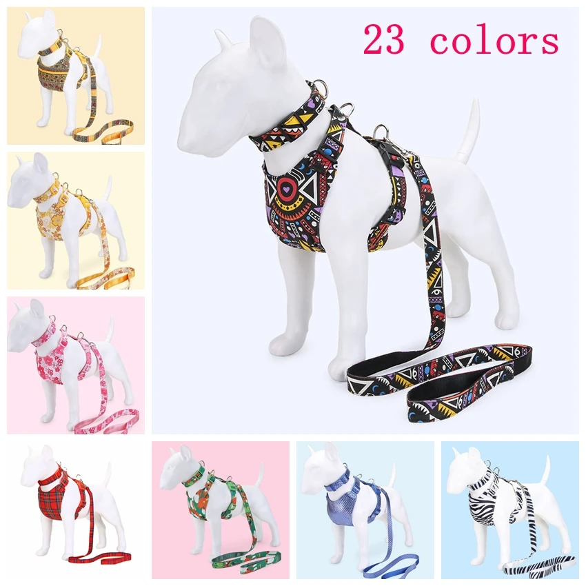 

Dog harness with leash Breathable Mesh Dog collar Harness and Leash Set Puppy Cat Harness Vest For Small Dogs arnes para perro