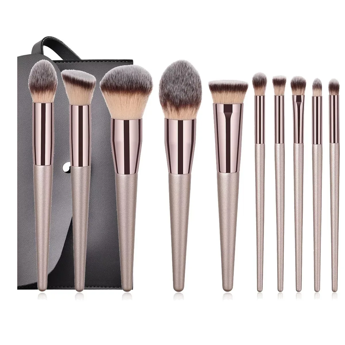 Luxurious Champagne Makeup Brush Set for Women - Complete Beauty Tools Collection