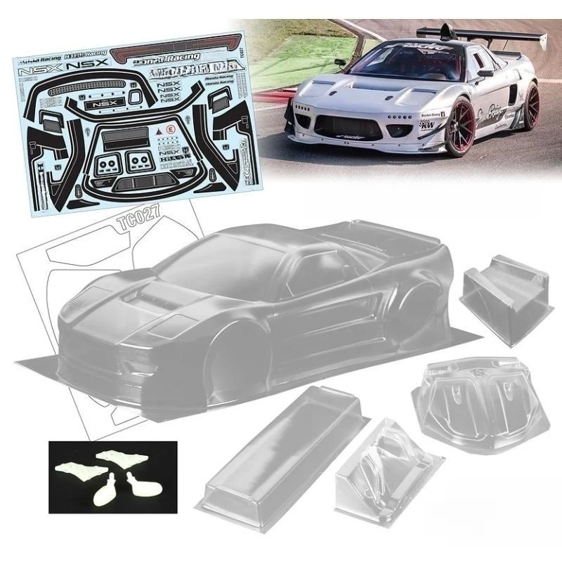 

TeamC Bodies 200mm On Road Bodywork 1/10 Pandem Honda NSX Clear Body Shell W/Rear Wing ,Mirrors/Light Buckles for Rc Drift Car