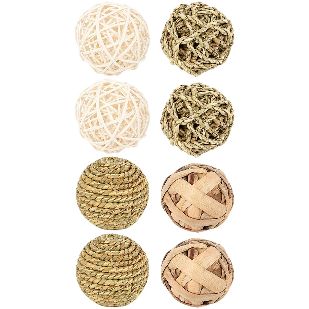 

8 Pcs Parrot Rabbit Chew Toys Hamster Toys for Dwarf Hamsters Straw Bunny Molar Balls