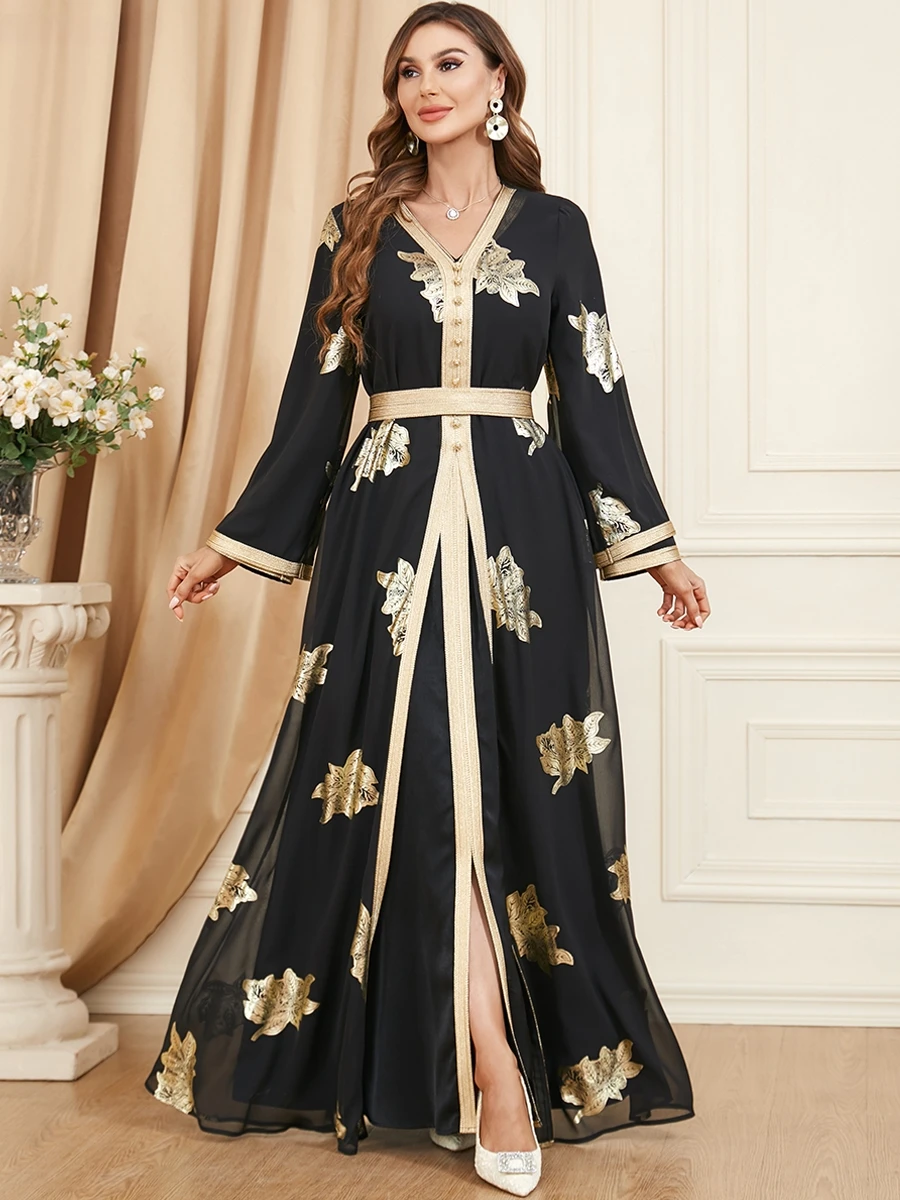 Elegant-Casual-Chiffon-Turkish-Abayas-For-Women-Muslim-2-Pieces-Set ...