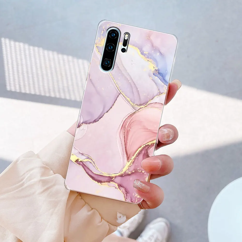 For Huawei P30 Lite Pro Case New Soft Silicone Fashion Clear Cover For Huawei  P30 Lite P30 Bumper Marble Phone P30Pro Case Funda