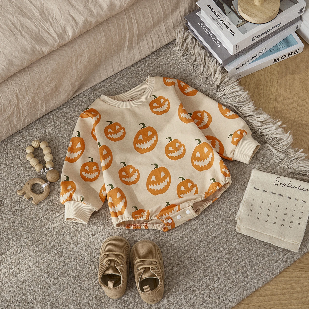 

Listenwind Toddler Baby Sweatshirt Rompers Halloween Pumpkin Print Long Sleeve Jumpsuit for Newborn Infant Cute Clothes