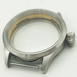 Elegant 43mm Stainless Steel Sapphire Watch Case in Black & Silver Finish (02 - Brushed Case)