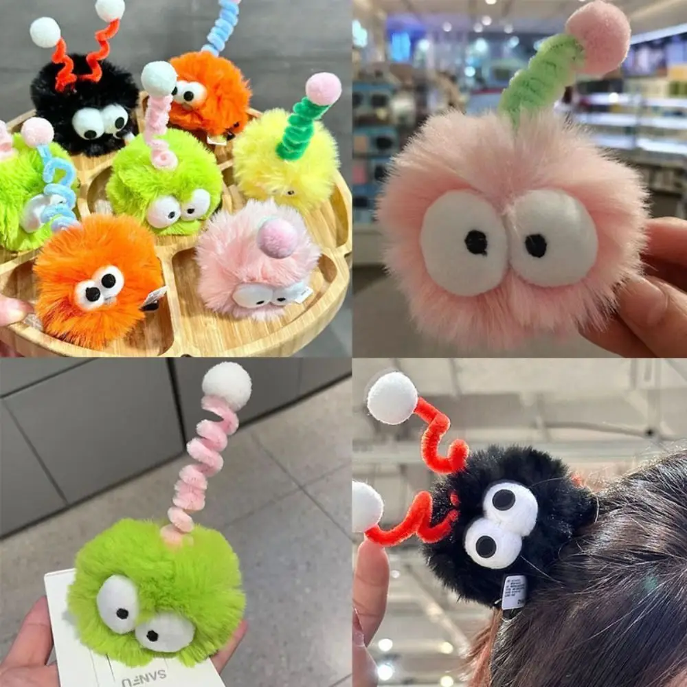 Cartoon Ugly Doll Hair Clips Big Eyes Side Clips Plush Ball Hairpin Headwear Hair Barrettes Funny Duckbill Clip