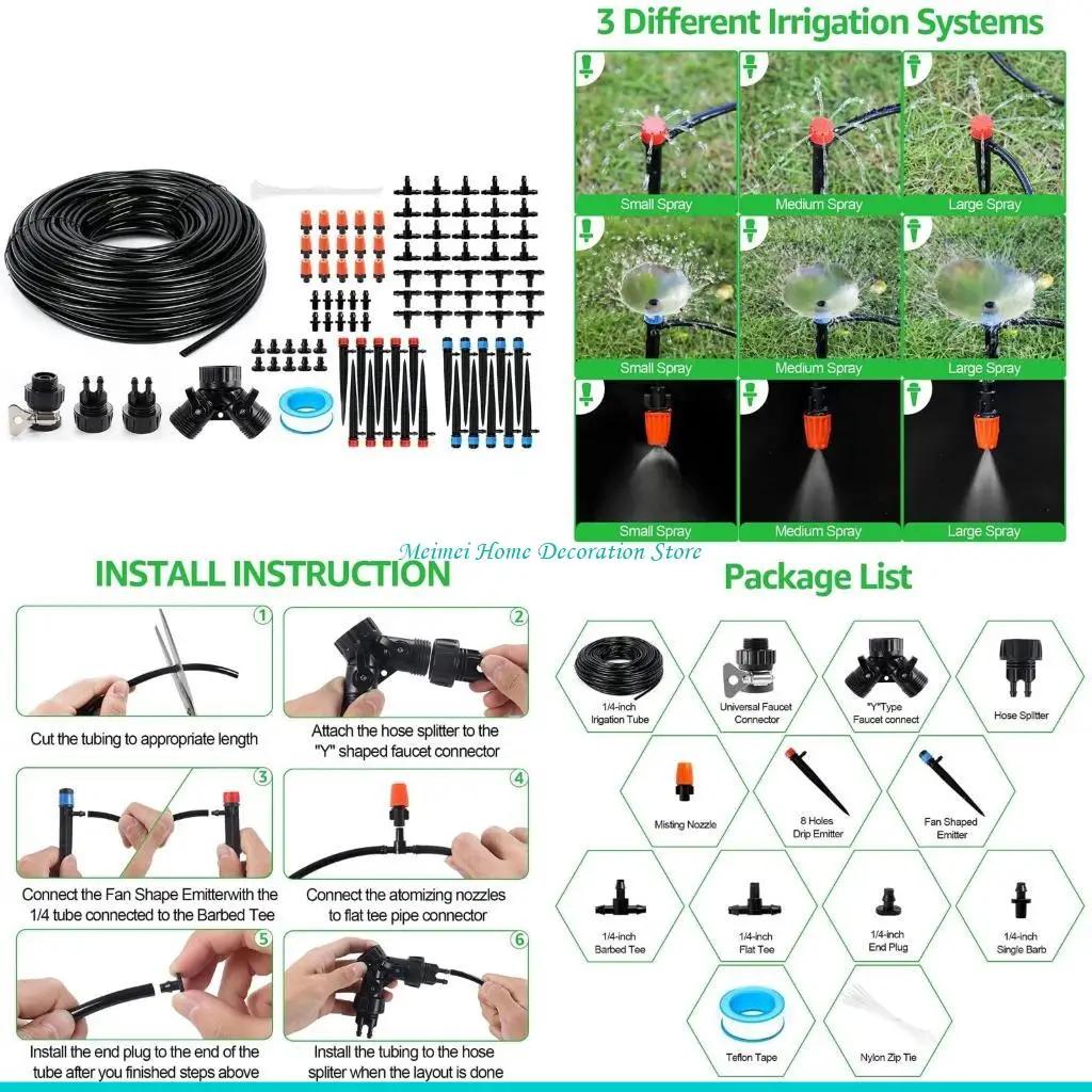H7BF Drip Irrigation System Set 30m Garden Watering System Automatic Irrigation System Micro Drip Irrigation for Greenhouse