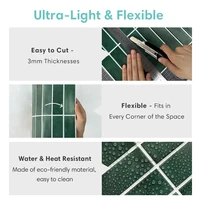 1/10pcs 3D กระเบื้องสติกเกอร์ Self-กาวกระเบื้องสีเขียว Backsplash ห้องน้ําสติกเกอร์กระเบื้อง,น้ําและแม่พิมพ์,30x30 ซม. 4