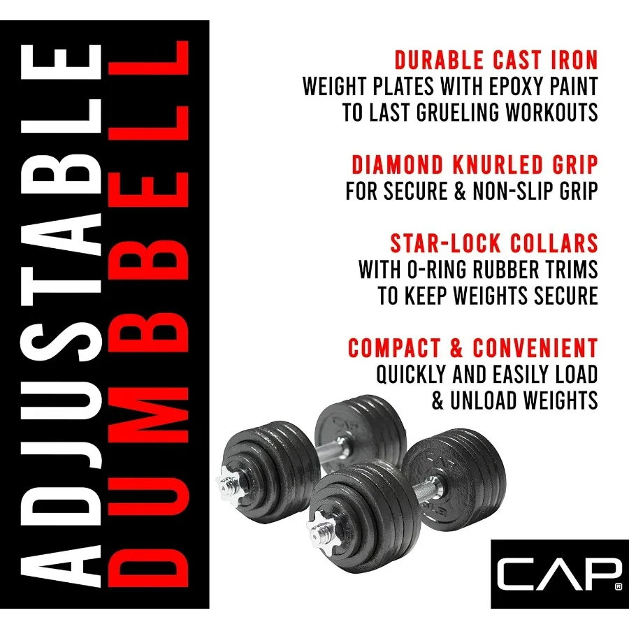 Adjustable Dumbbell Weight Set |105 LB, Pair